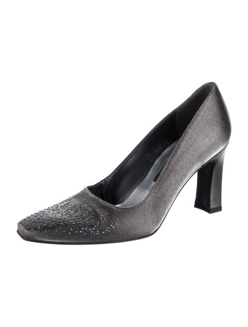 Stuart Weitzman Satin Crystal Embellishments Pumps