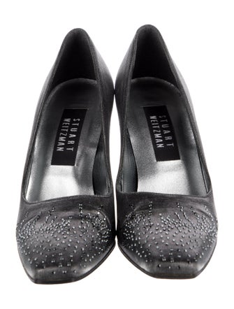 Stuart Weitzman Satin Crystal Embellishments Pumps