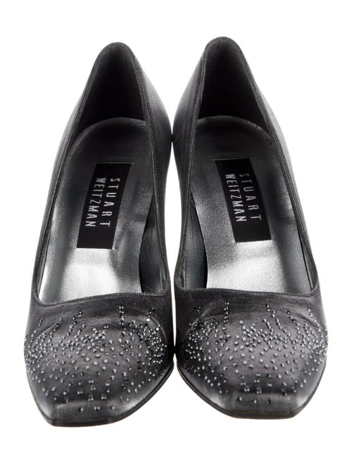 Stuart Weitzman Satin Crystal Embellishments Pumps