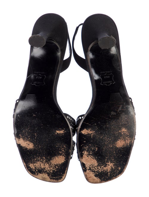 Stuart Weitzman Satin Crystal Embellishments Slingback Sandals