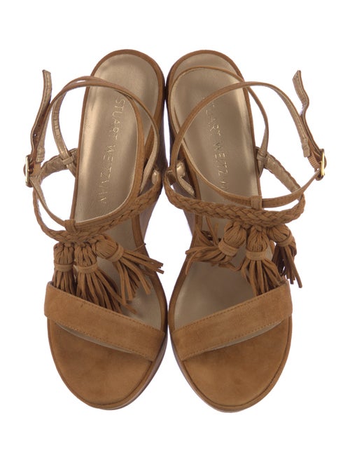 Stuart Weitzman Suede Tassel Accents Sandals