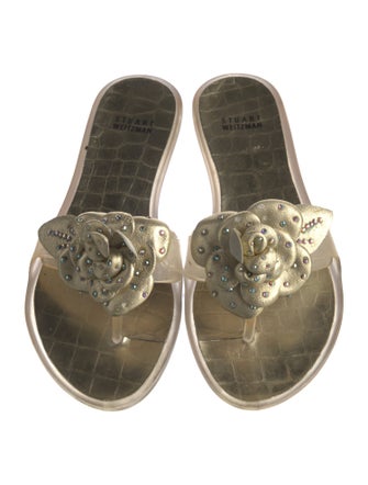 Stuart Weitzman PVC Crystal Embellishments Slides