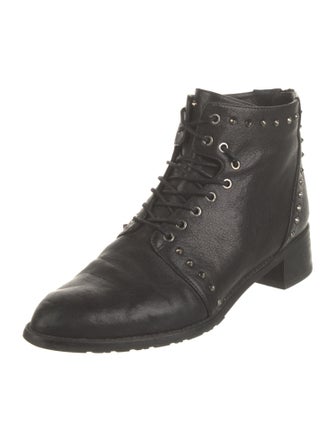 Stuart Weitzman Leather Studded Accents Combat Boots