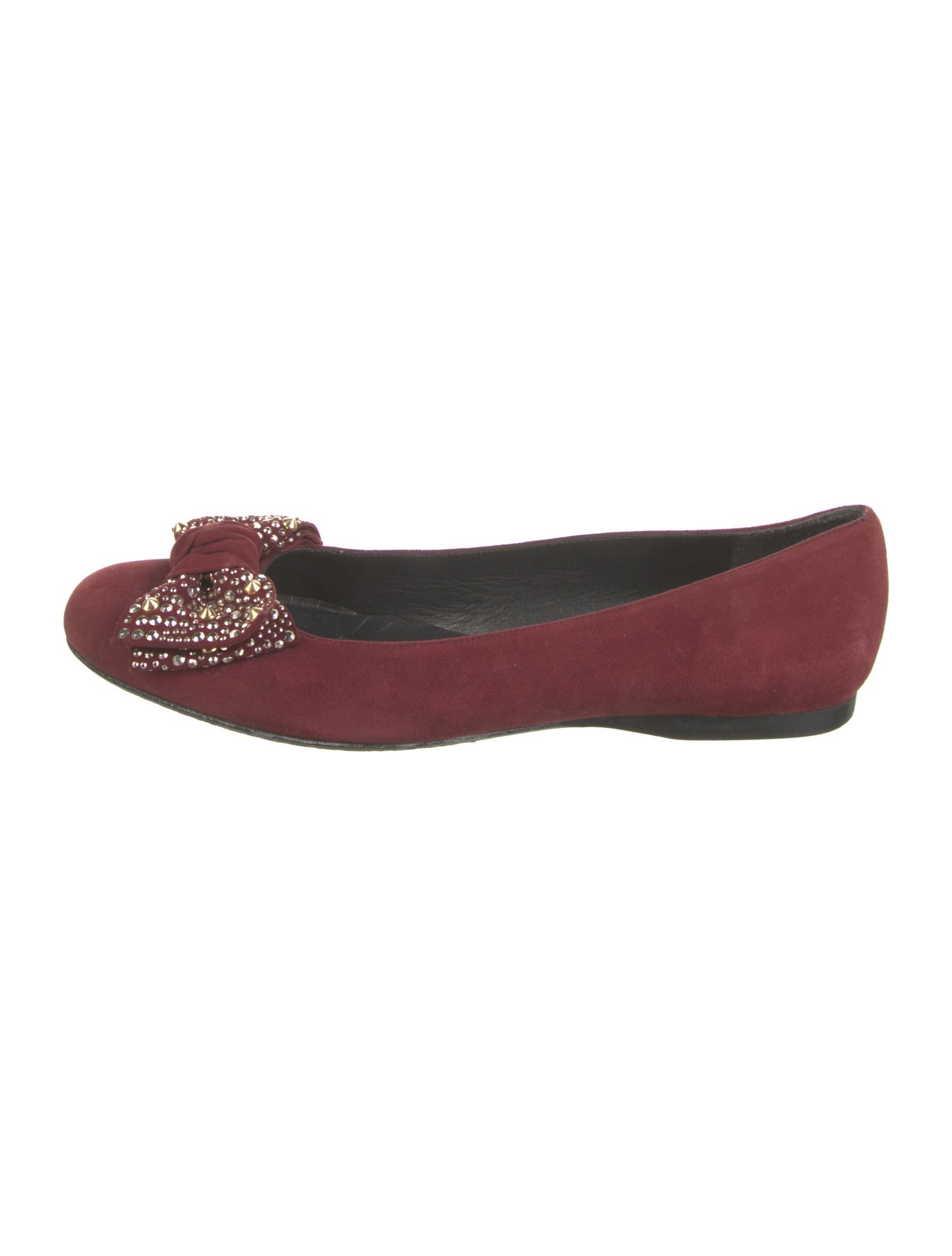 Stuart Weitzman Suede Bow Accents Ballet Flats