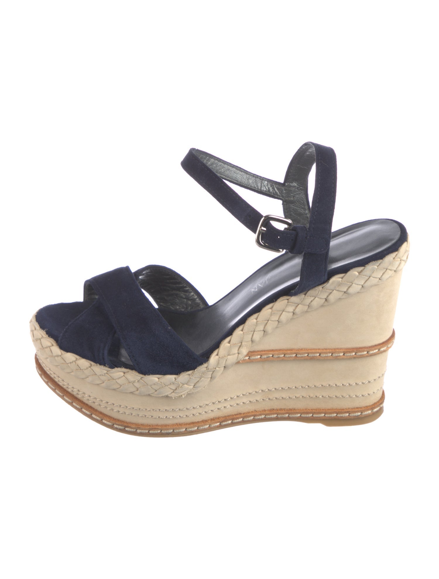 Stuart Weitzman Suede Braided Accents Espadrilles