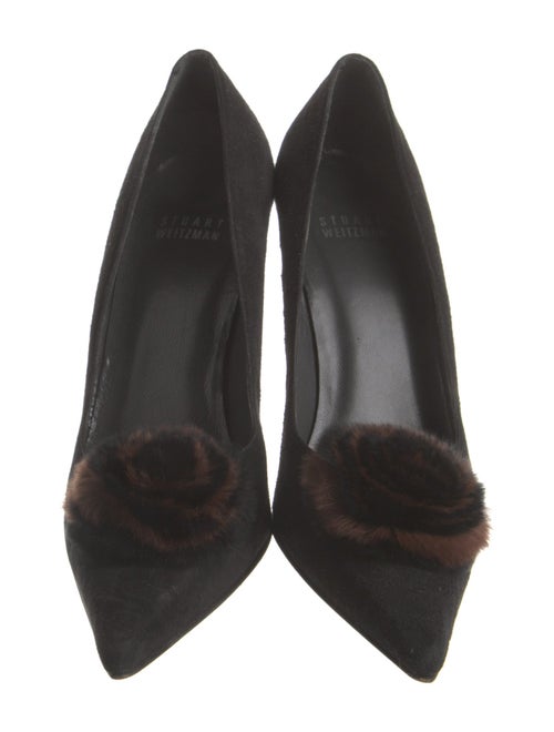 Stuart Weitzman Suede Faux Fur Trim Pumps