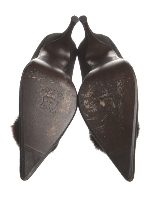 Stuart Weitzman Suede Faux Fur Trim Pumps