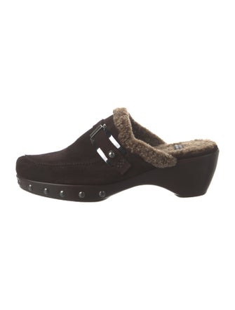 Stuart Weitzman Suede Studded Accents Mules