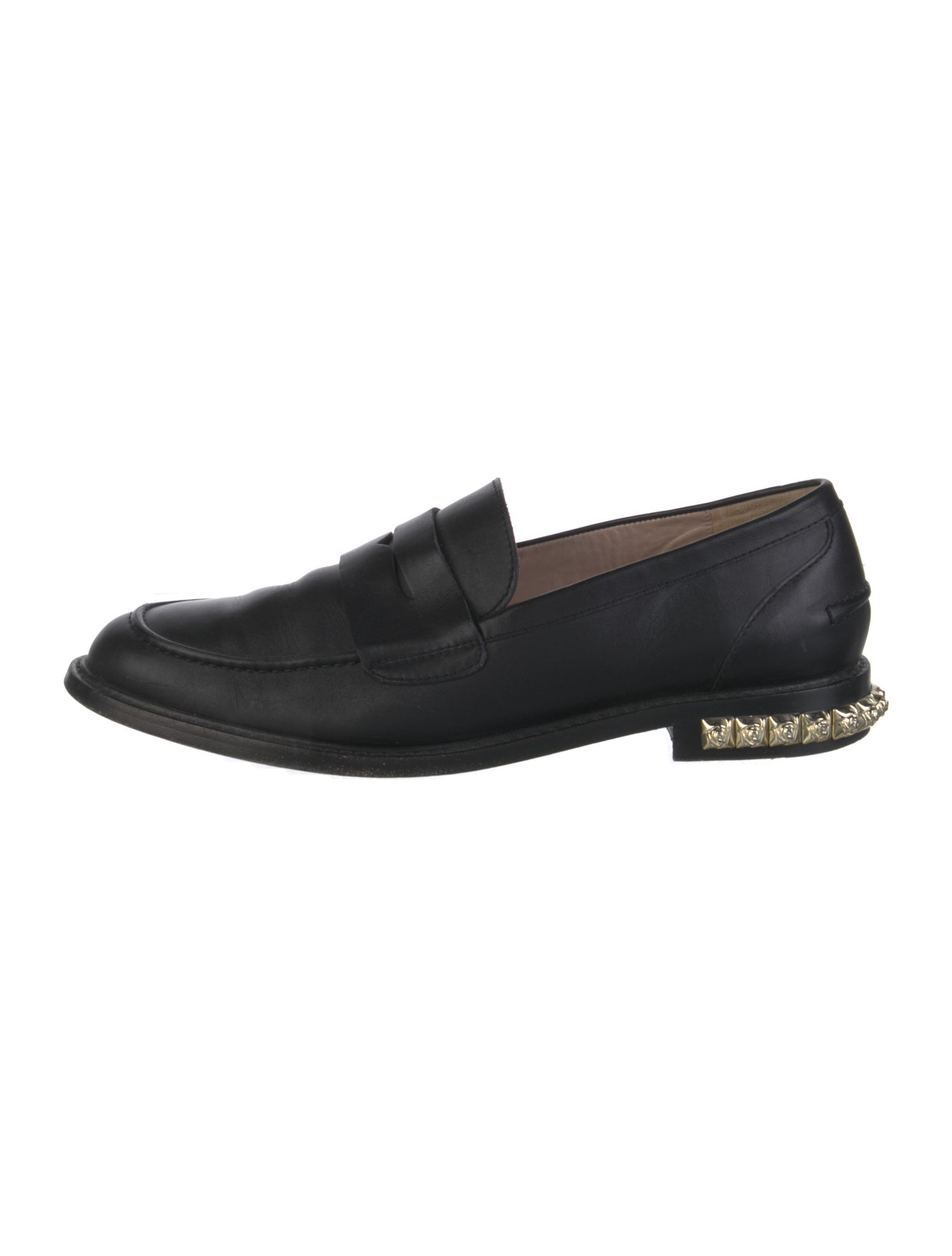 Stuart Weitzman Leather Studded Accents Loafers