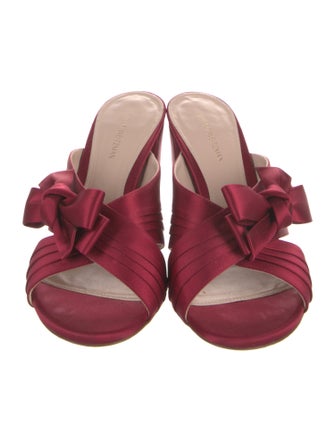 Stuart Weitzman Satin Bow Accents Slides