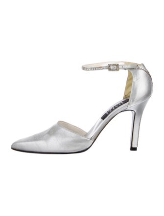 Stuart Weitzman Leather Crystal Embellishments D'Orsay Pumps
