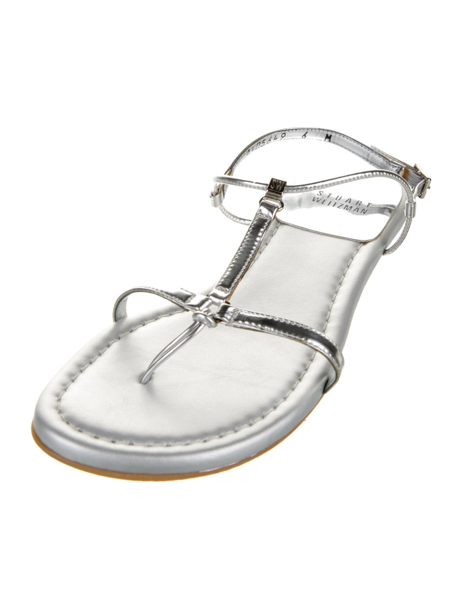 Stuart Weitzman Patent Leather T-Strap Sandals
