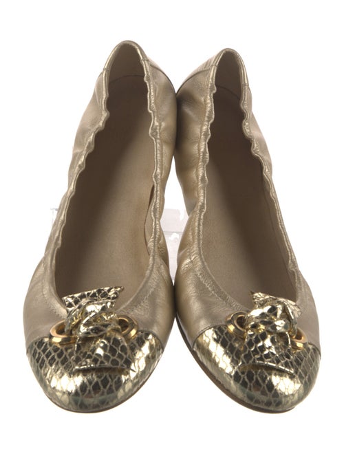 Stuart Weitzman Leather Bow Accents Ballet Flats