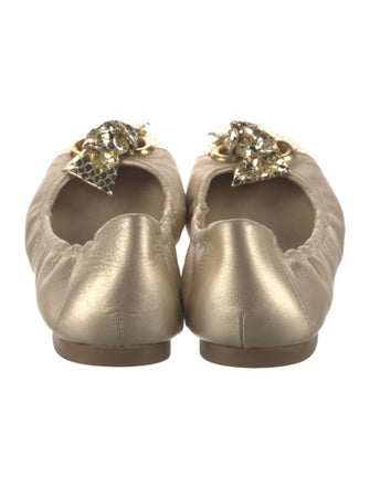 Stuart Weitzman Leather Bow Accents Ballet Flats