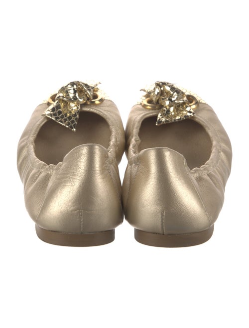 Stuart Weitzman Leather Bow Accents Ballet Flats