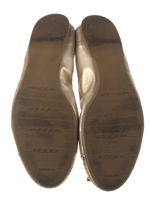 Stuart Weitzman Leather Bow Accents Ballet Flats