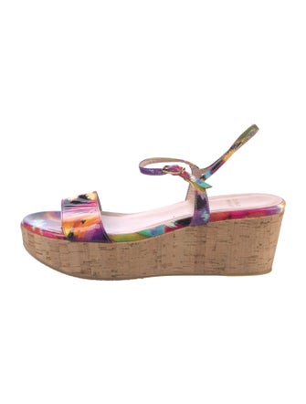 Stuart Weitzman Patent Leather Printed Espadrilles