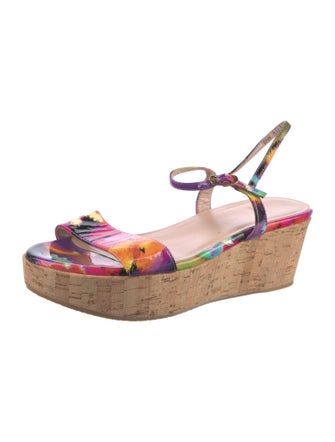 Stuart Weitzman Patent Leather Printed Espadrilles