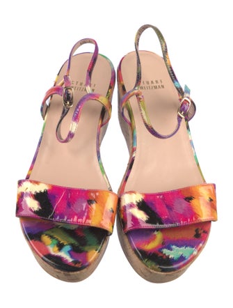 Stuart Weitzman Patent Leather Printed Espadrilles