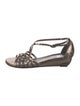 Stuart Weitzman Leather Animal Print T-Strap Sandals