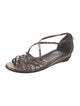 Stuart Weitzman Leather Animal Print T-Strap Sandals