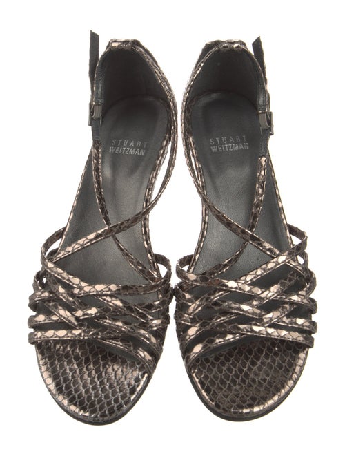 Stuart Weitzman Leather Animal Print T-Strap Sandals