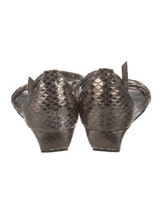 Stuart Weitzman Leather Animal Print T-Strap Sandals