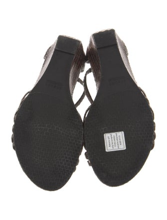 Stuart Weitzman Leather Animal Print T-Strap Sandals