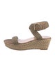 Stuart Weitzman Jute Leather Trim Embellishment Espadrilles