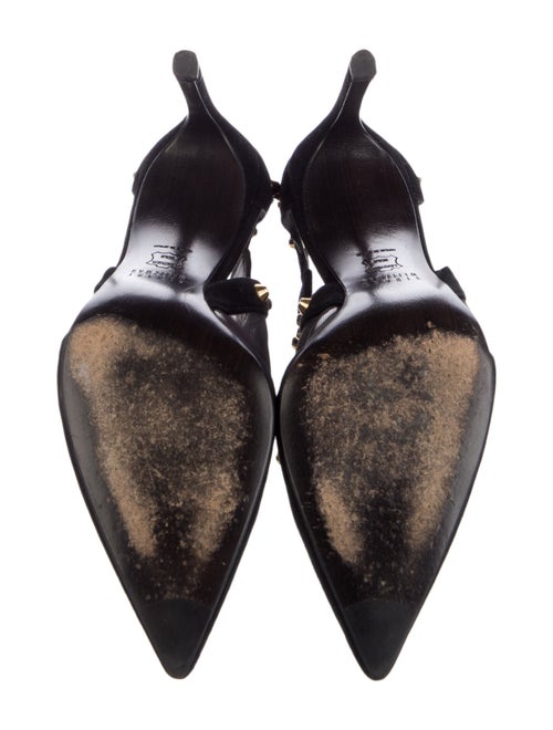 Stuart Weitzman Suede Mesh Accents T-Strap Pumps