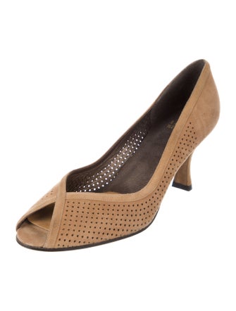 Stuart Weitzman Suede Lasercut Accents Pumps