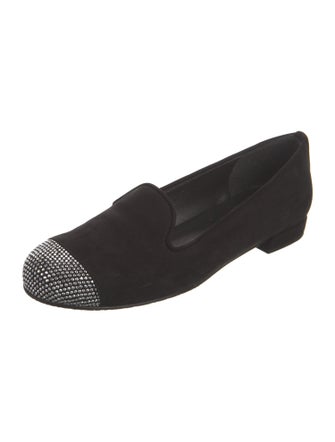 Stuart Weitzman Suede Studded Accents Loafers