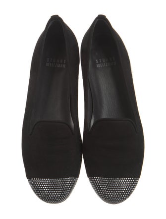 Stuart Weitzman Suede Studded Accents Loafers