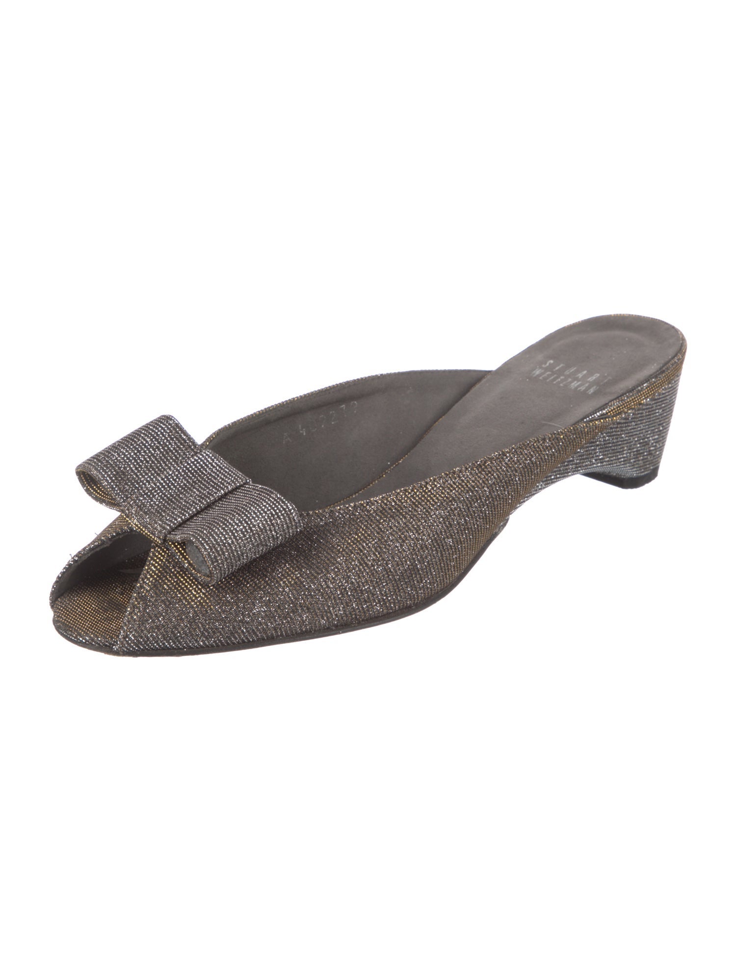 Stuart Weitzman Glitter Bow Accents Mules