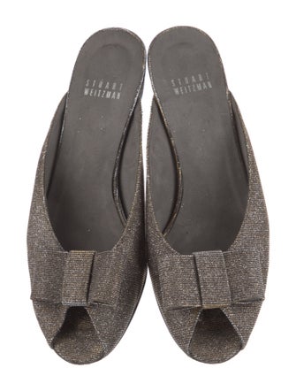 Stuart Weitzman Glitter Bow Accents Mules