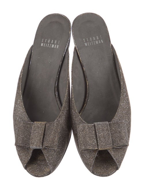 Stuart Weitzman Glitter Bow Accents Mules