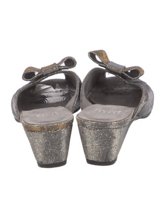 Stuart Weitzman Glitter Bow Accents Mules
