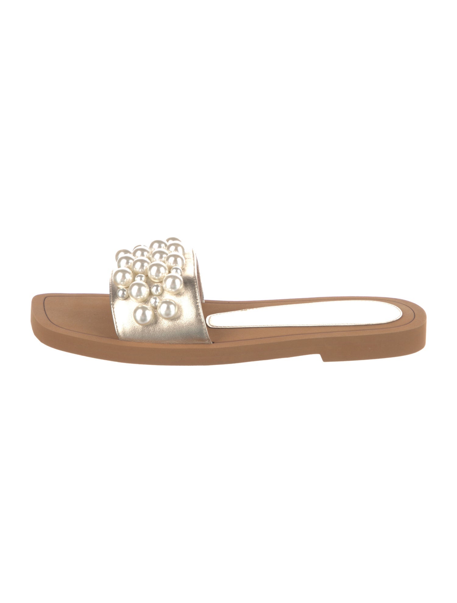 Stuart Weitzman Leather Beaded Accents Slides