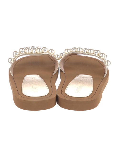 Stuart Weitzman Leather Beaded Accents Slides
