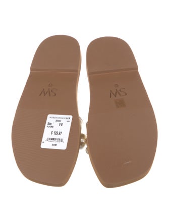 Stuart Weitzman Leather Beaded Accents Slides