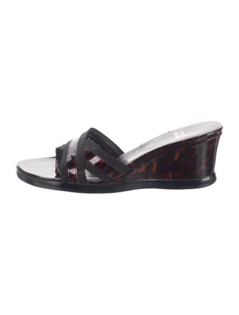 Stuart Weitzman Patent Leather Animal Print Slides