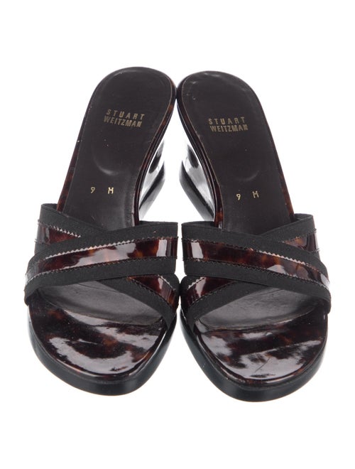 Stuart Weitzman Patent Leather Animal Print Slides