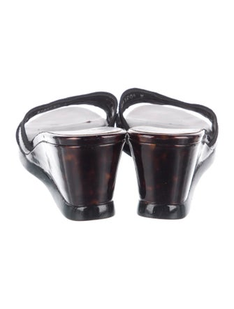 Stuart Weitzman Patent Leather Animal Print Slides