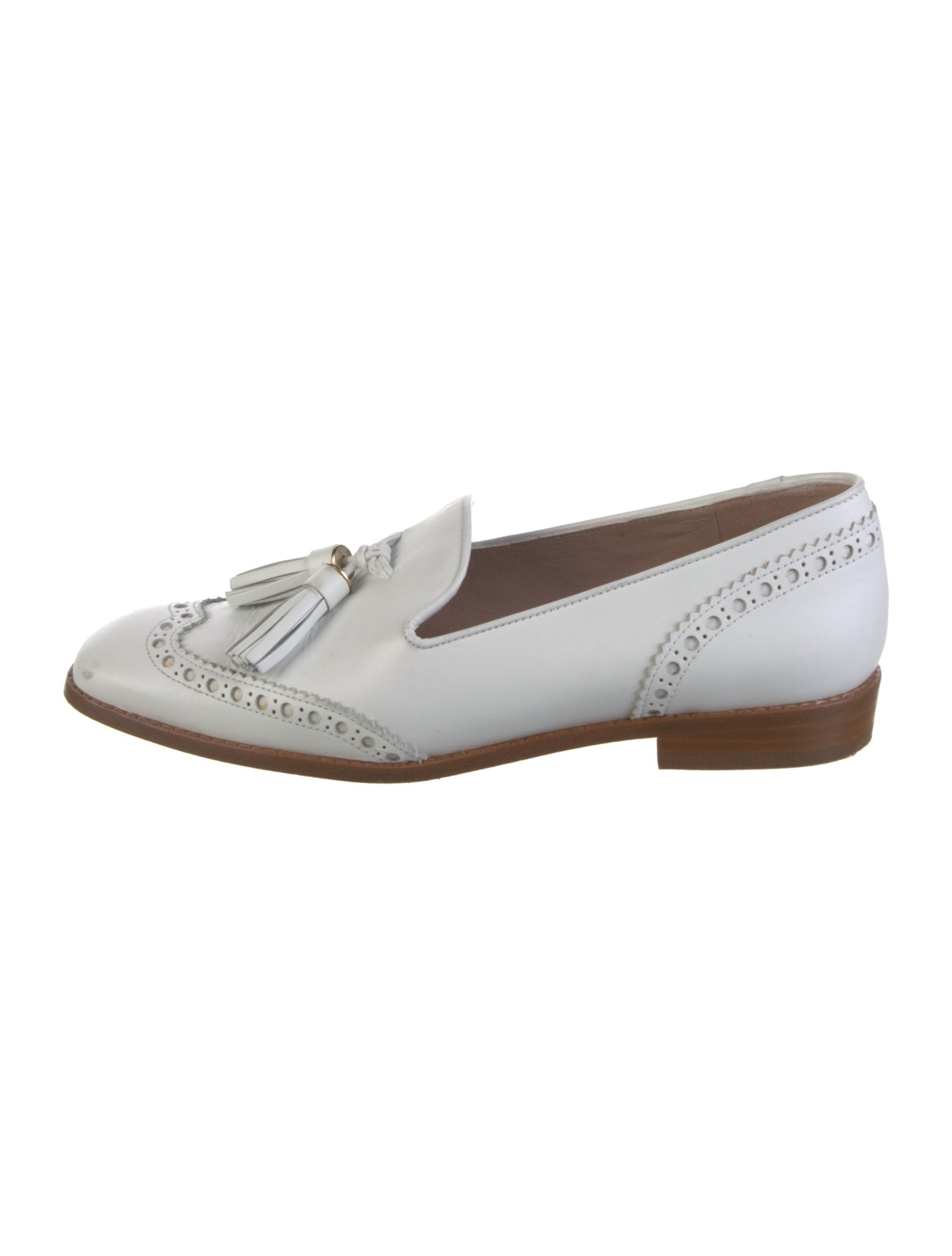 Stuart Weitzman Leather Tassel Accents Loafers