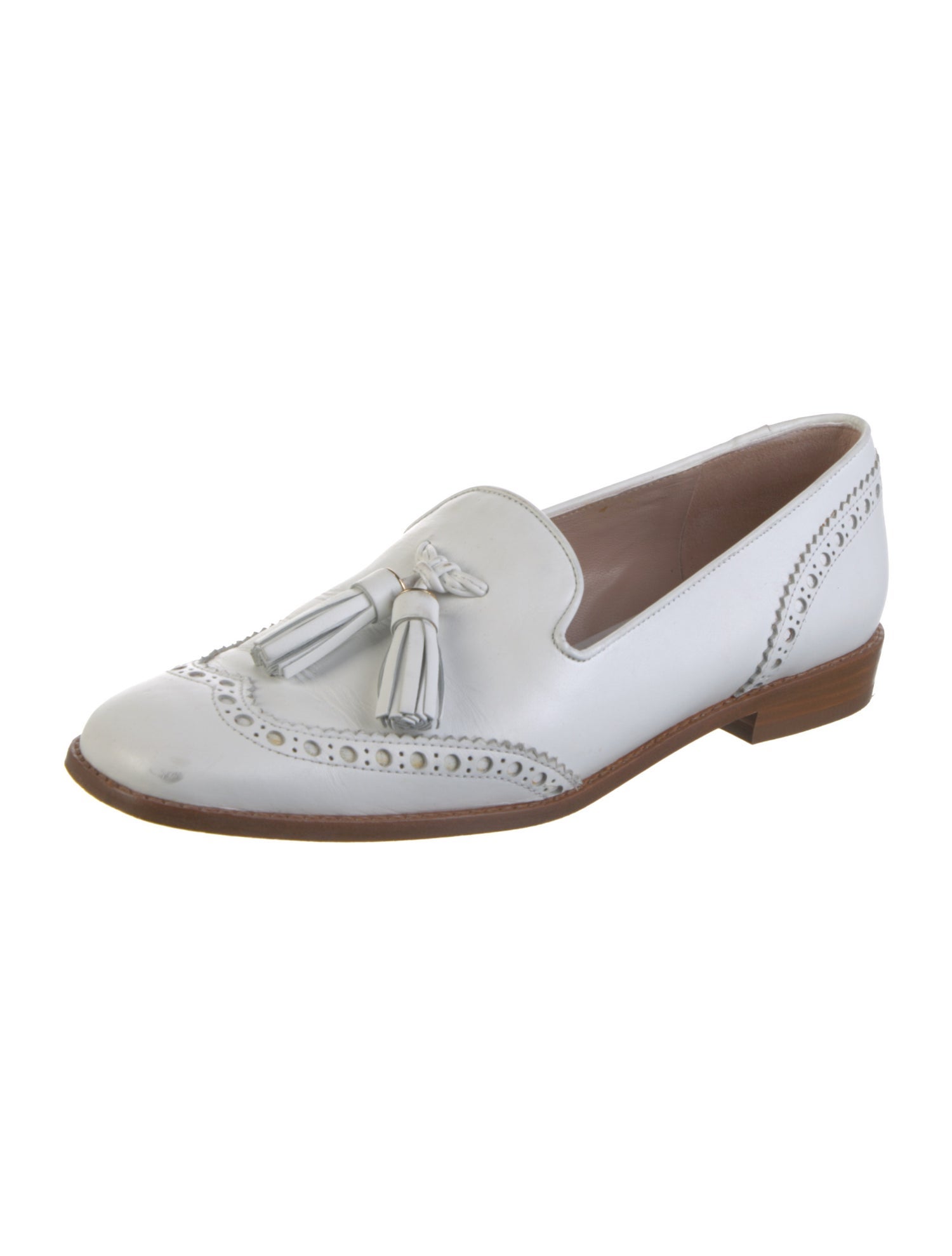 Stuart Weitzman Leather Tassel Accents Loafers