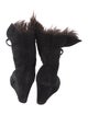 Stuart Weitzman Suede Fur Trim Lace-Up Boots
