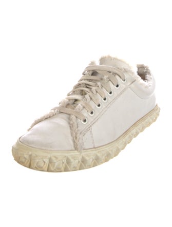 Stuart Weitzman Leather Raw-Edge Trim Sneakers
