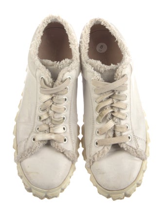 Stuart Weitzman Leather Raw-Edge Trim Sneakers