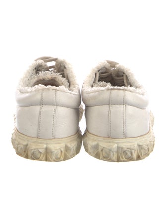 Stuart Weitzman Leather Raw-Edge Trim Sneakers