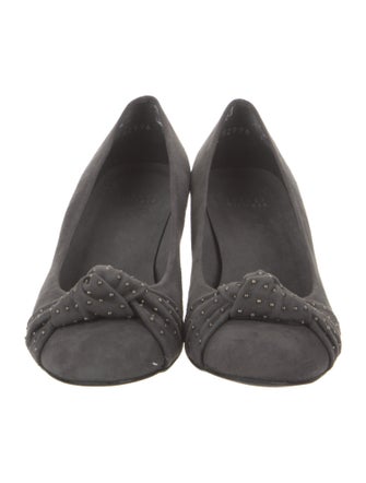 Stuart Weitzman Suede Studded Accents Pumps